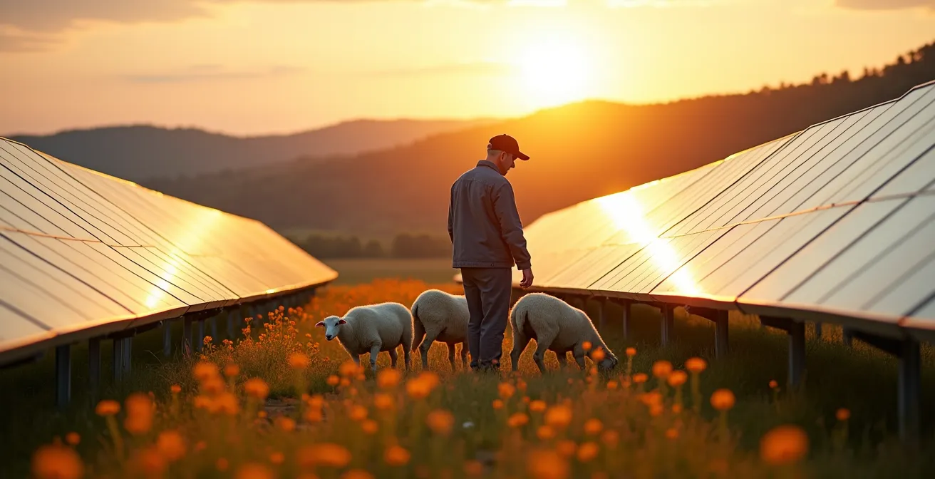 Solarpark mit Biodiversitätsmaßnahmen und Schafbeweidung