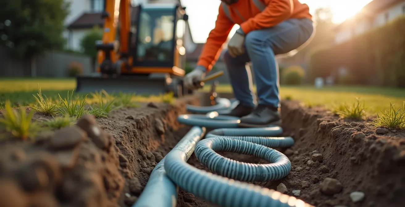 Verlegung eines Grabenkollektors in Eigenleistung mit Minibagger