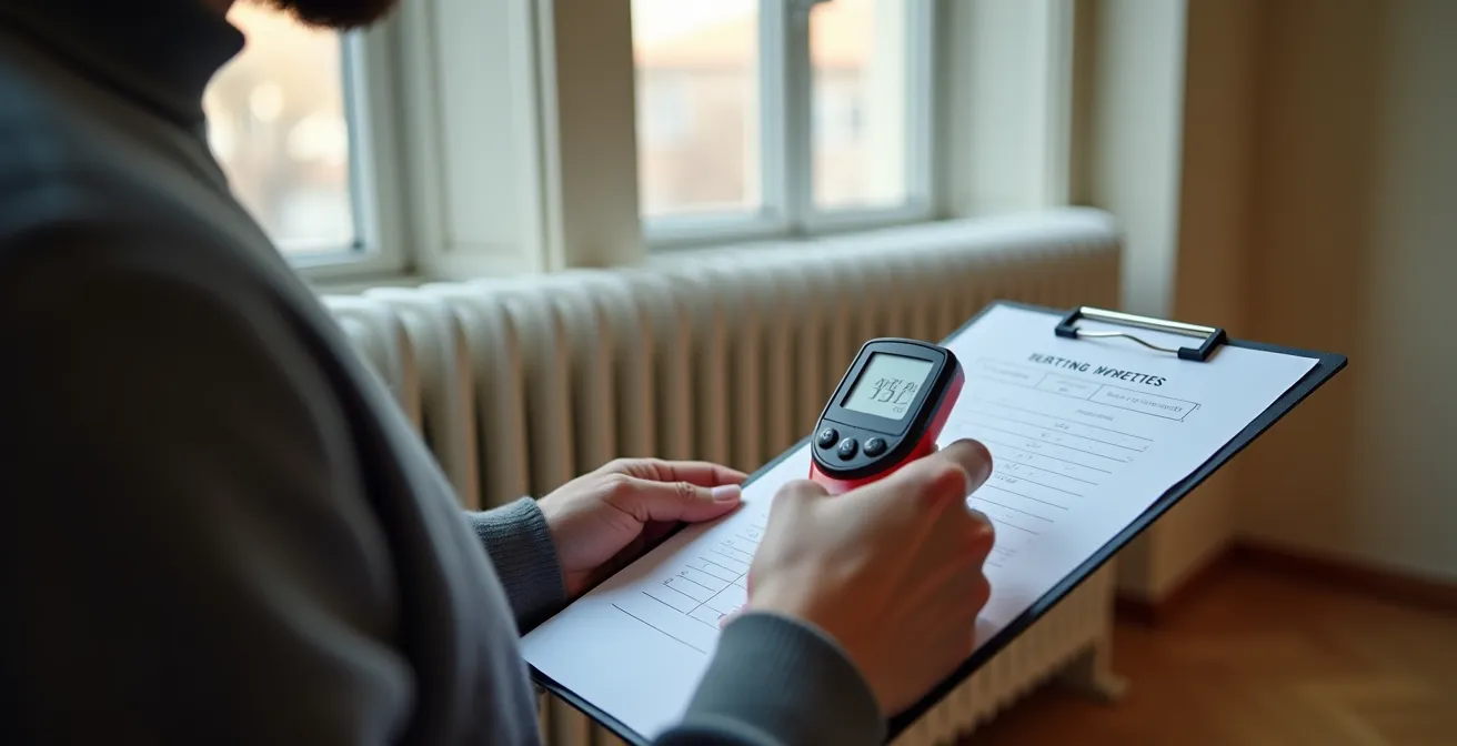 Heizlasttest bei Rippenheizkörpern im Altbau mit Temperaturmessung
