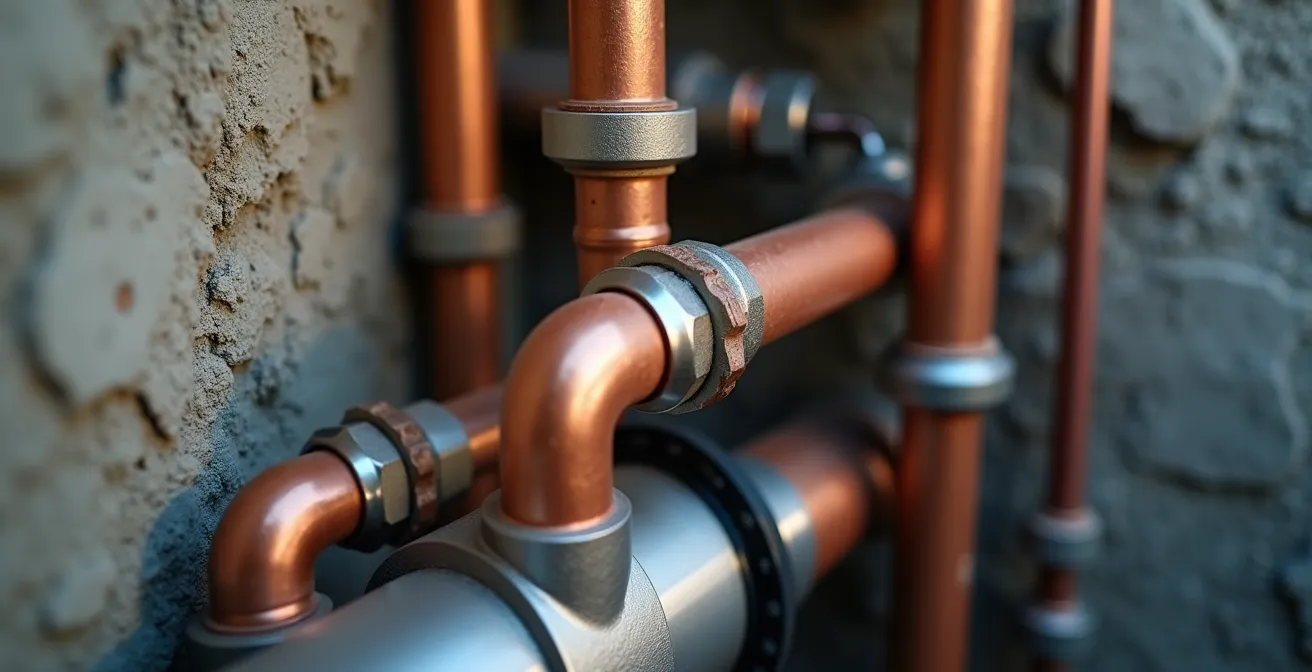 Platzsparende Installation einer kompakten Hybridheizung im engen Reihenhauskeller