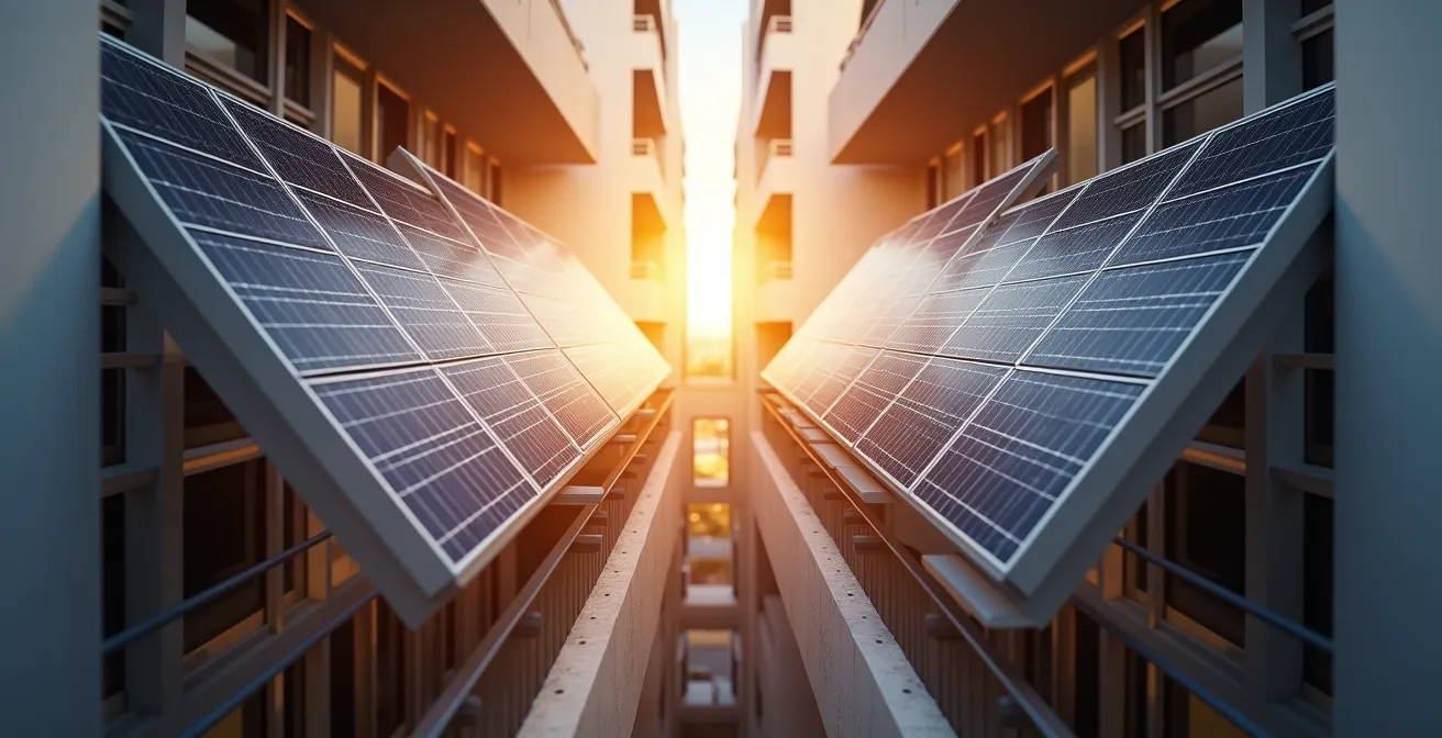 Vergleich der Sonneneinstrahlung auf Ost-West ausgerichtete Solarmodule am Balkon