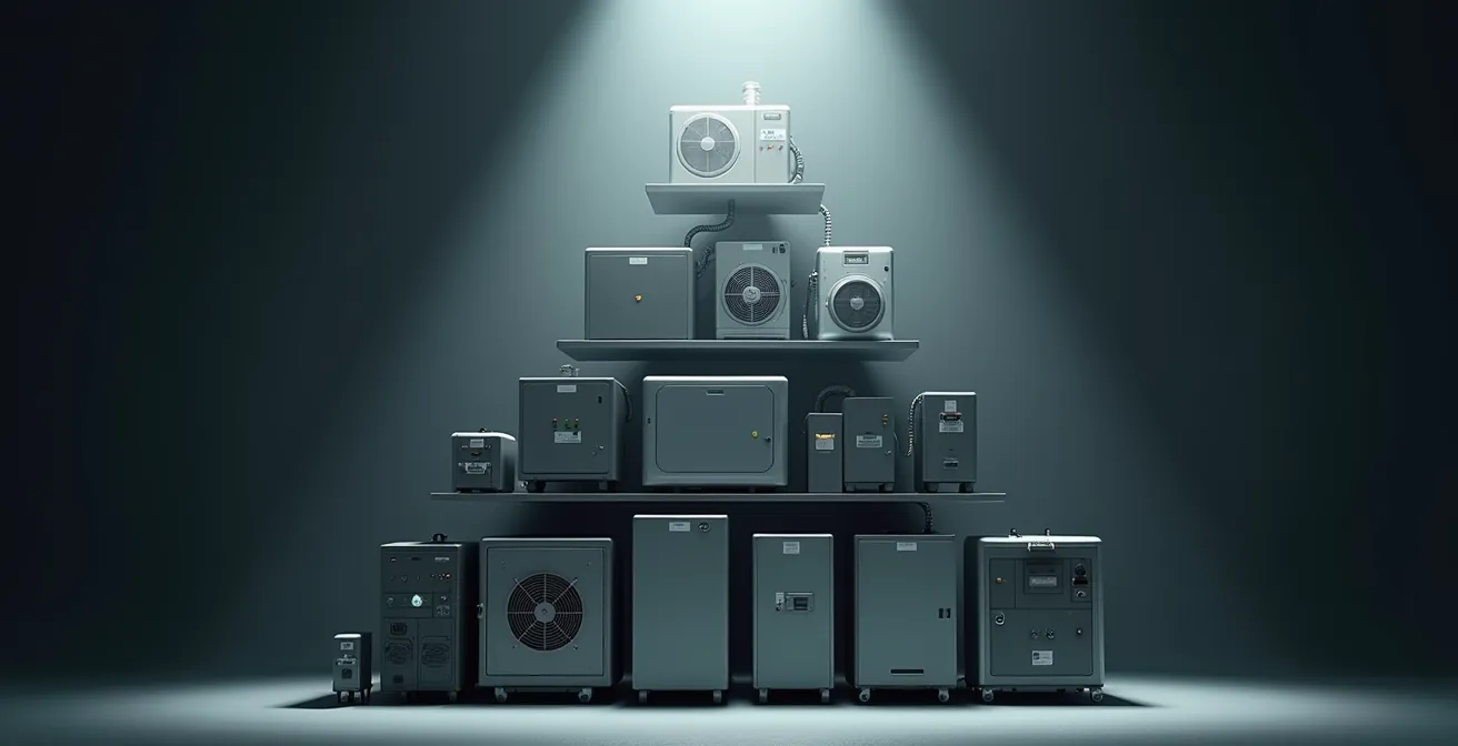 Dreistufige Pyramide zeigt Prioritäten der Energieverbraucher im Unternehmen