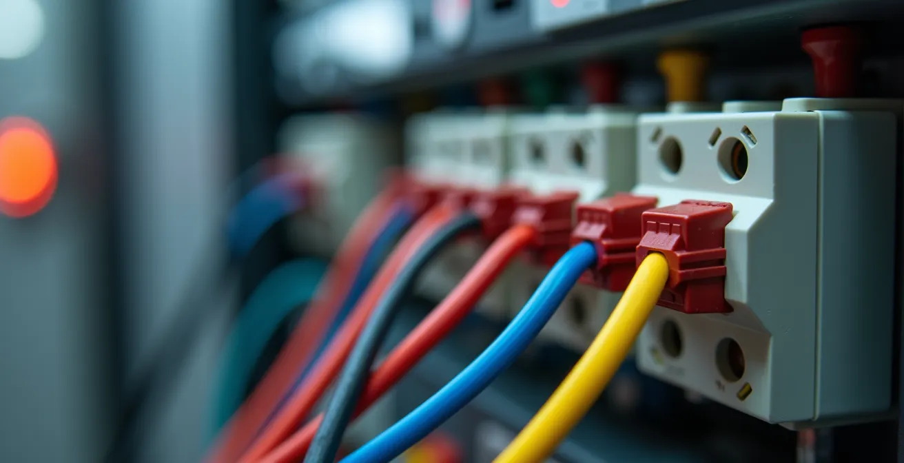 Nahaufnahme der SG-Ready Anschlüsse an einer Wärmepumpe